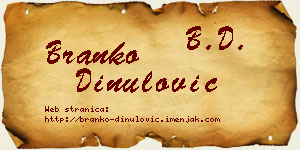 Branko Dinulović vizit kartica